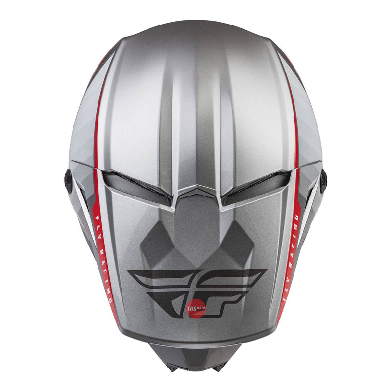 Fly Racing 2022 Kinetic Drift Youth Helmet Charcoal light Grey Red Youth Large