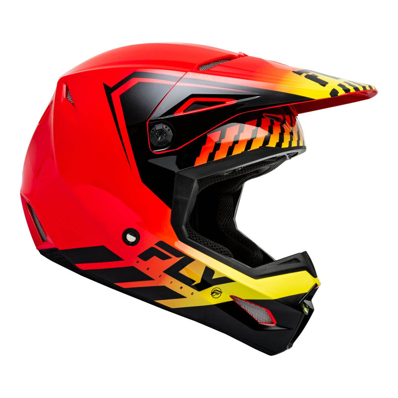 Fly Racing 2024 Youth Kinetic Menace Helmet - Red / Black / Yellow Size YS 48cm