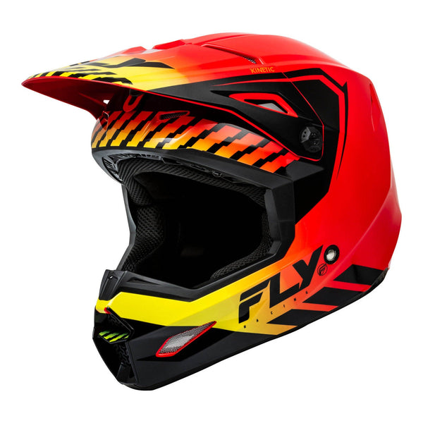 Fly Racing 2024 Youth Kinetic Menace Helmet - Red / Black / Yellow Size YM 50cm