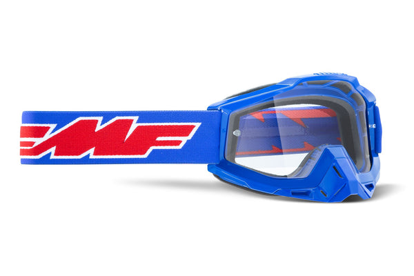 FMF POWERBOMB Motocross MX Goggles Rocket Blue - Clear Lens