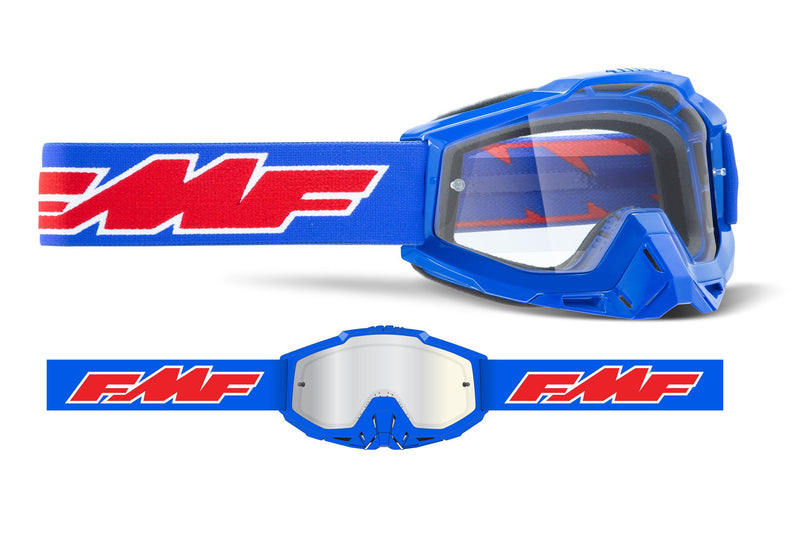 FMF POWERBOMB Motocross MX Goggles Rocket Blue - Clear Lens