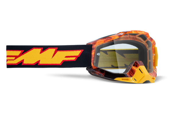 FMF POWERBOMB Motocross MX Goggles Spark Orange - Clear Lens