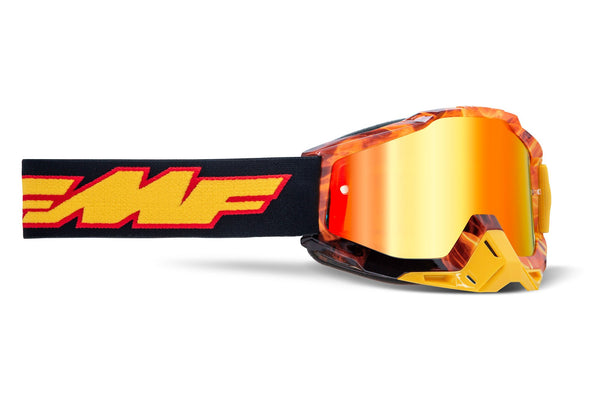 FMF POWERBOMB Motocross MX Goggles Spark Orange - Mirror Red Lens