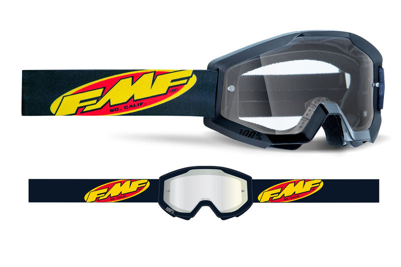 FMF POWERCORE Motocross MX Goggles Core Black - Clear Lens