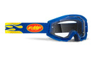 FMF POWERCORE Motocross MX Goggles Flame Navy Blue Yellow - Clear Lens