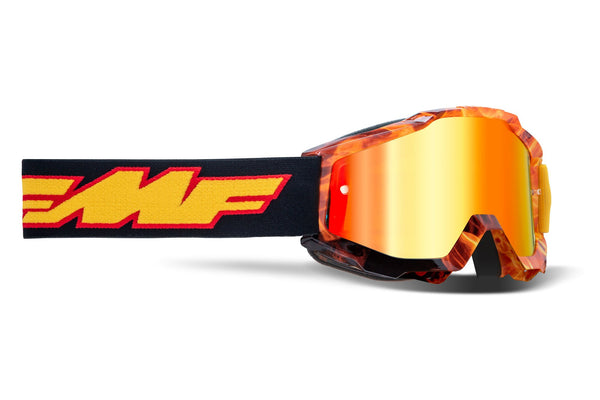 FMF POWERBOMB Youth Size Motocross MX Goggles Spark Orange - Mirror Red Lens