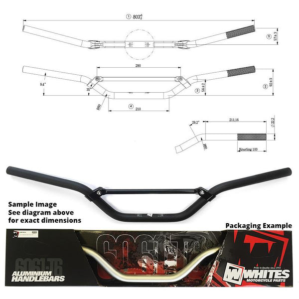 Whites Handlebars Alloy 6061 7/8 (22.2MM) Yz/wr 125-450 Black