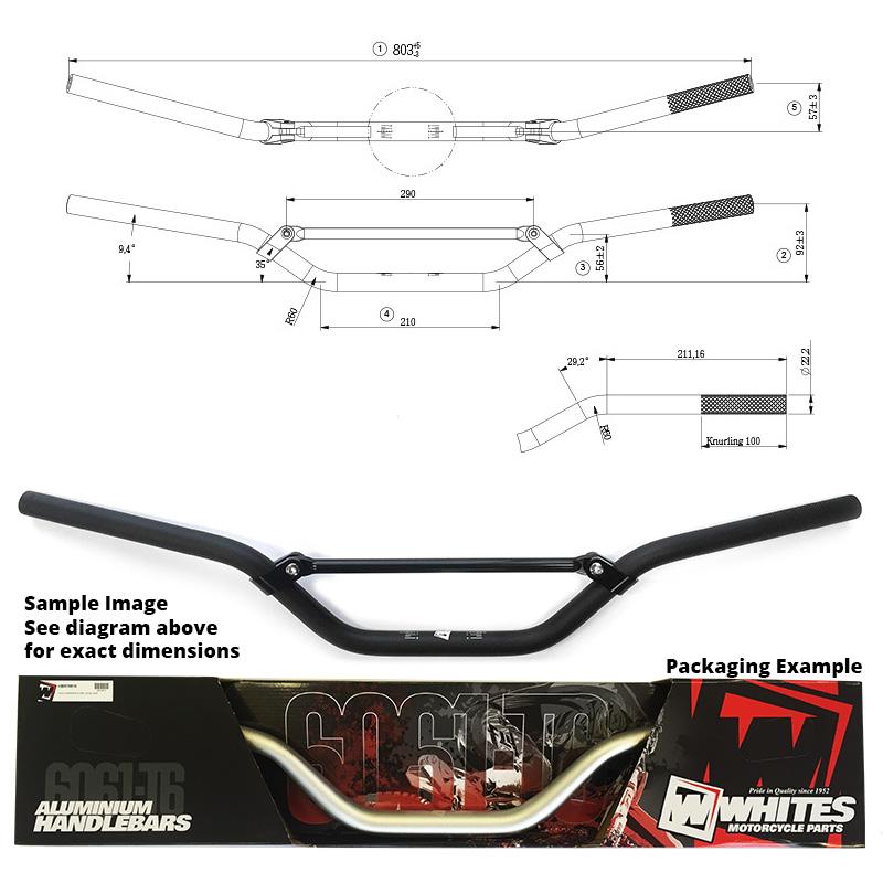Whites Handlebars Alloy 6061 7/8 (22.2MM) Yz/wr 125-450 Black