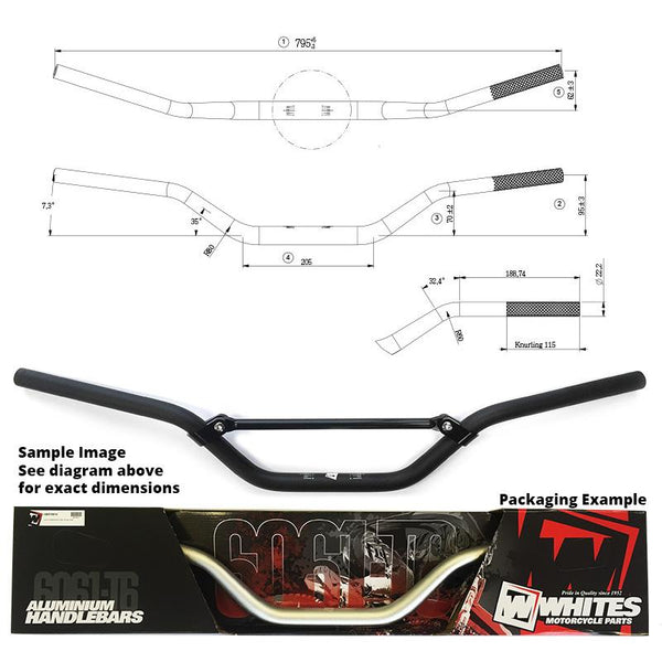 Whites Handlebars Alloy 6061 7/8 (22.2MM) KTM SX65 Black