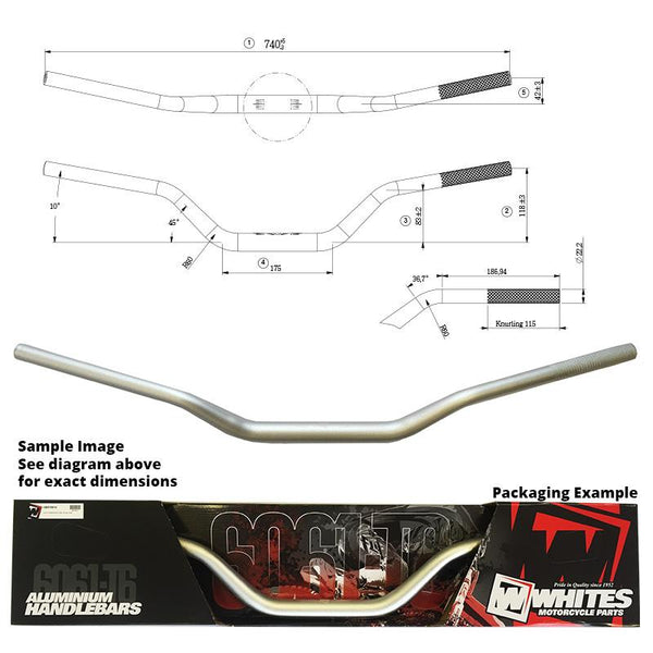 Whites Handlebars Alloy 6061 Taper 1 1/8 Fits Mini Mx Sil