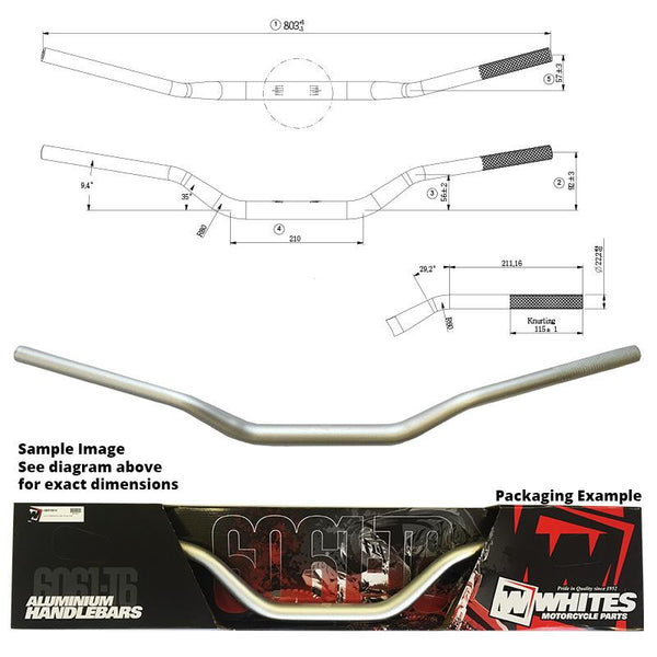 Whites Handlebars Alloy 6061 Taper 1-1/8 (28.6MM) Yz/wr Sil