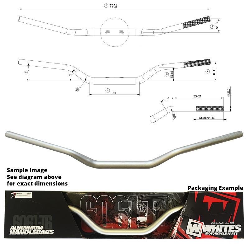 Whites Handlebars ALLOY6061 Taper 1-1/8 (28.6MM)CR/RM/YZ Sil
