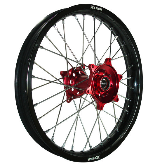 X-Tech MX Mini Wheel Front CRF150R 08-18 Black Rim / Red Hub / Silver Spokes 1.40x19
