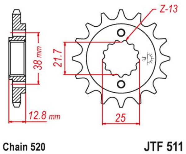 JT sprocket Front 511.14 OE Steel
