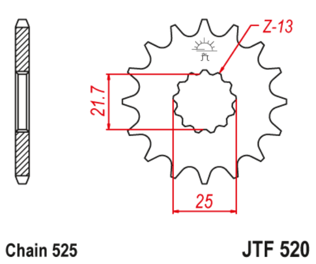 JT Front Rubber Cushion Sprocket 520.16RB 16Tooth