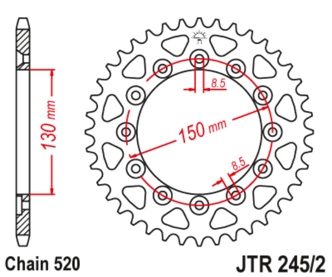 Rear Steel Sprocket JTR245/2 39 Tooth