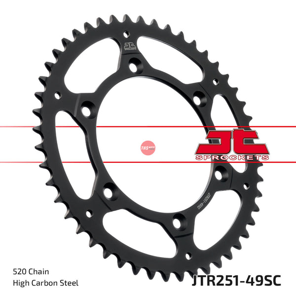 JT Steel Self Cleaning 49 Tooth Rear Motorcycle Sprocket JTR251.49SC