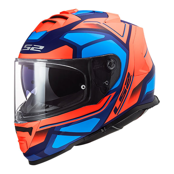 LS2 FF800 STORM FASTER MATTE FLURO ORANGE BLUE Road Helmet Size Small 55cm 56cm