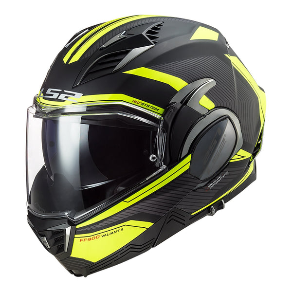 LS2 FF900 VALIANT II REVO MATTE BLACK HI-VIS YELL Road Helmet Size 2XL 63cm 64cm