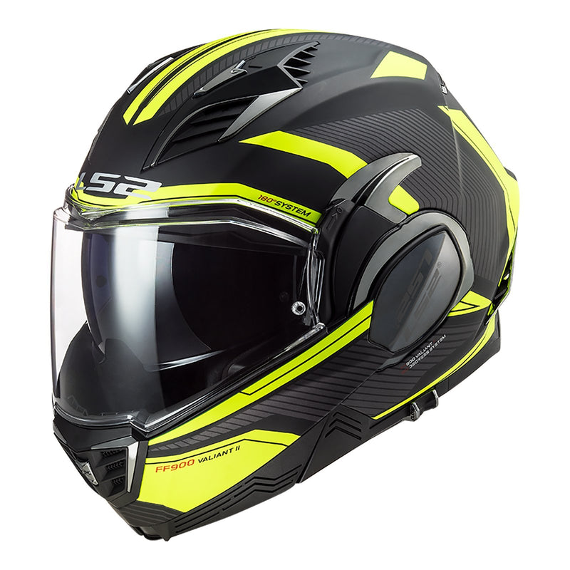 LS2 FF900 VALIANT II REVO MATTE BLACK HI-VIS YELL Road Helmet Size 2XL 63cm 64cm