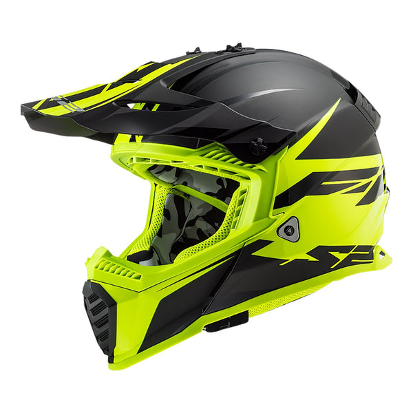 LS2 MX437 Fast Evo Roar - Black / Hi-Vis Yellow Off Road Helmet Size XL 61cm 62cm