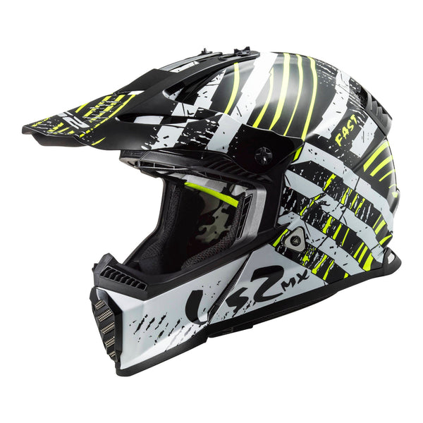 LS2 Helmets MX437 Fast Evo Verve Black White L 59cm 60cm