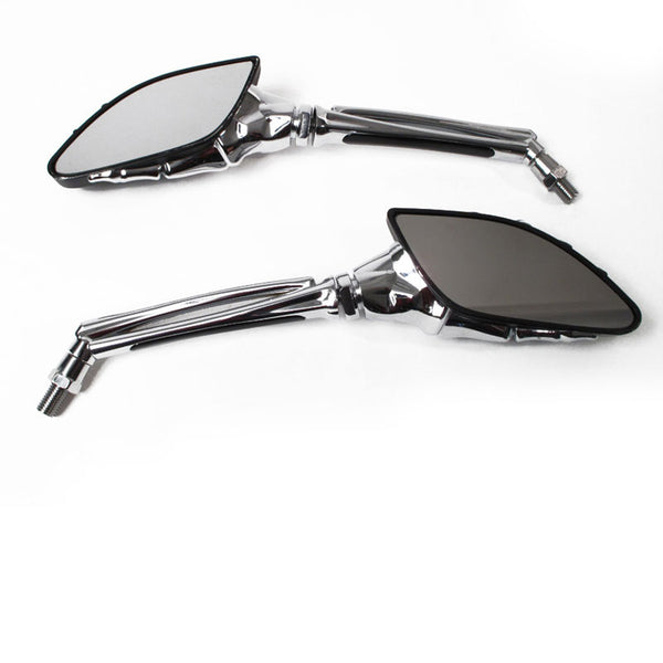 Whites Mirror Uni Skeleton Hand Chrome Black 10mm Pair