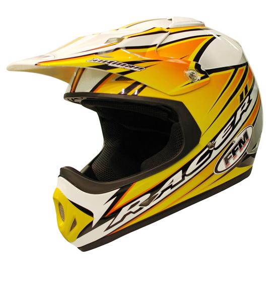 FFM Helmet Motopro 4 Junior "RACER" Yellow Youth Large 53cm 54cm
