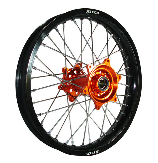 X-Tech MX Mini Wheel Rear KTM85 12-20 Black Rim / Orange Hub / Silver Spokes 1.60x14