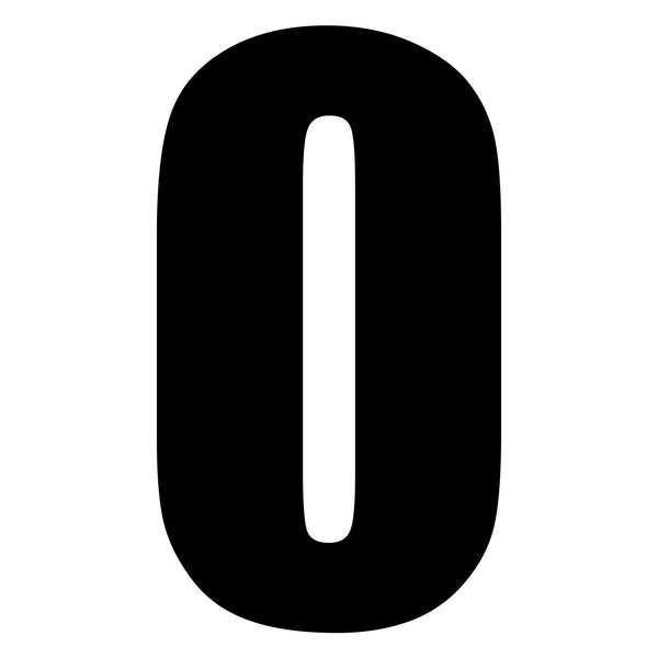Whites Race Number 6in Vinyl #0 Black Packet Of 10