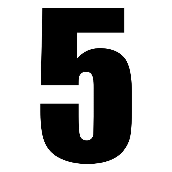 Whites Race Number 6in Vinyl #5 Black Packet Of 10