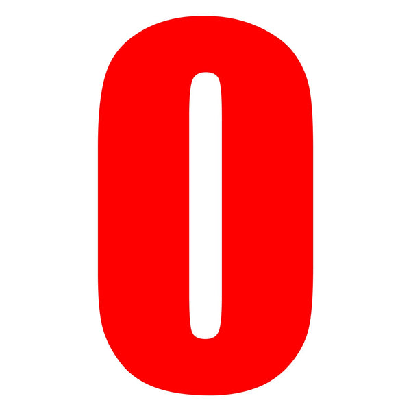 Whites Race Number 6in Vinyl #0 Red Packet Of 10