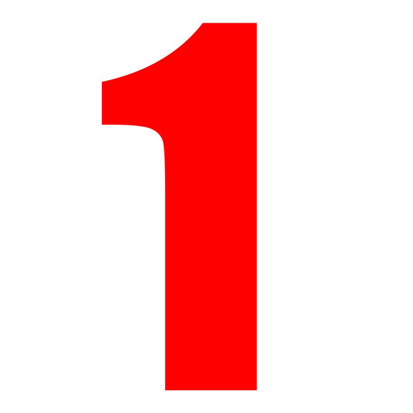 Whites Race Number 6in Vinyl #1 Red Packet Of 10