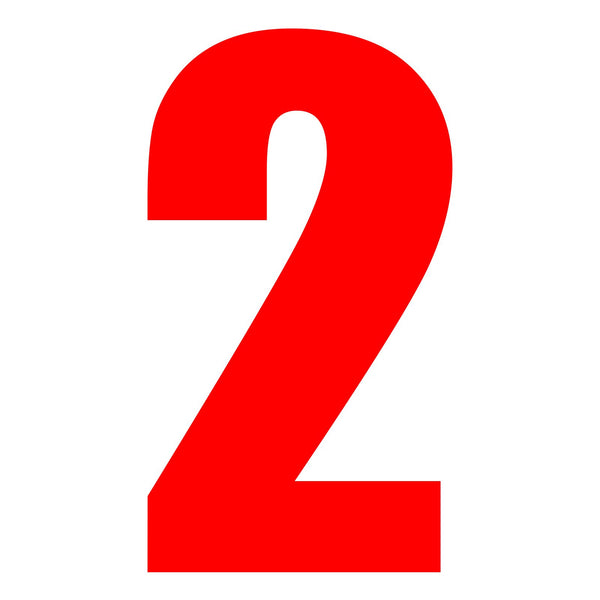 Whites Race Number 6in Vinyl #2 Red Packet Of 10