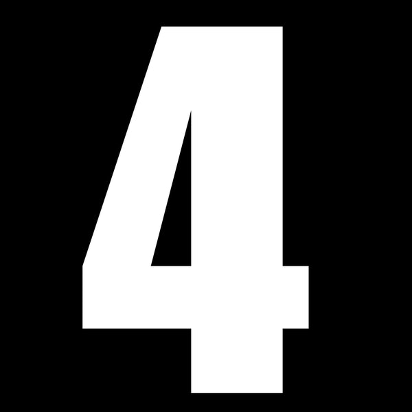 Whites Race Number 6in Vinyl #4 Wht Packet Of 10