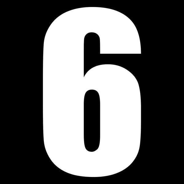 Whites Race Number 6in Vinyl #6 Wht Packet Of 10