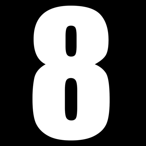 Whites Race Number 6in Vinyl #8 Wht Packet Of 10