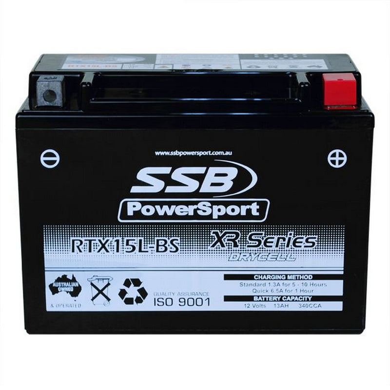 Super Start Motorcycle And Powersports Battery (Ytx15L-Bs) Agm 12V 13Ah 340Cca By Ssb High Performance