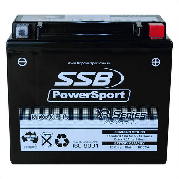 Super Start Motorcycle And Powersports Battery (Ytx20L-Bs) Agm 12V 18Ah 400Cca By Ssb High Performance