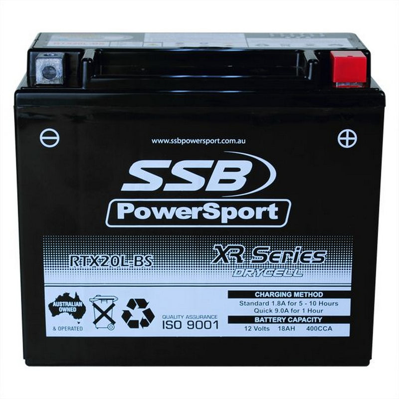 Super Start Motorcycle And Powersports Battery (Ytx20L-Bs) Agm 12V 18Ah 400Cca By Ssb High Performance