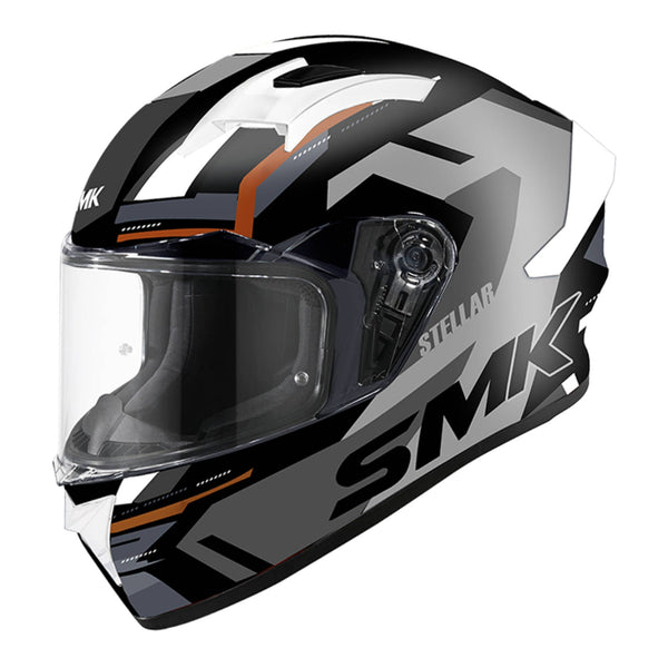 SMK Stellar K Power Helmet - Black / Grey / Orange Size XL