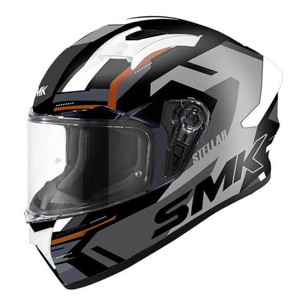 SMK Stellar K Power - Black / Grey / Orange Road Helmet Size Small 55cm