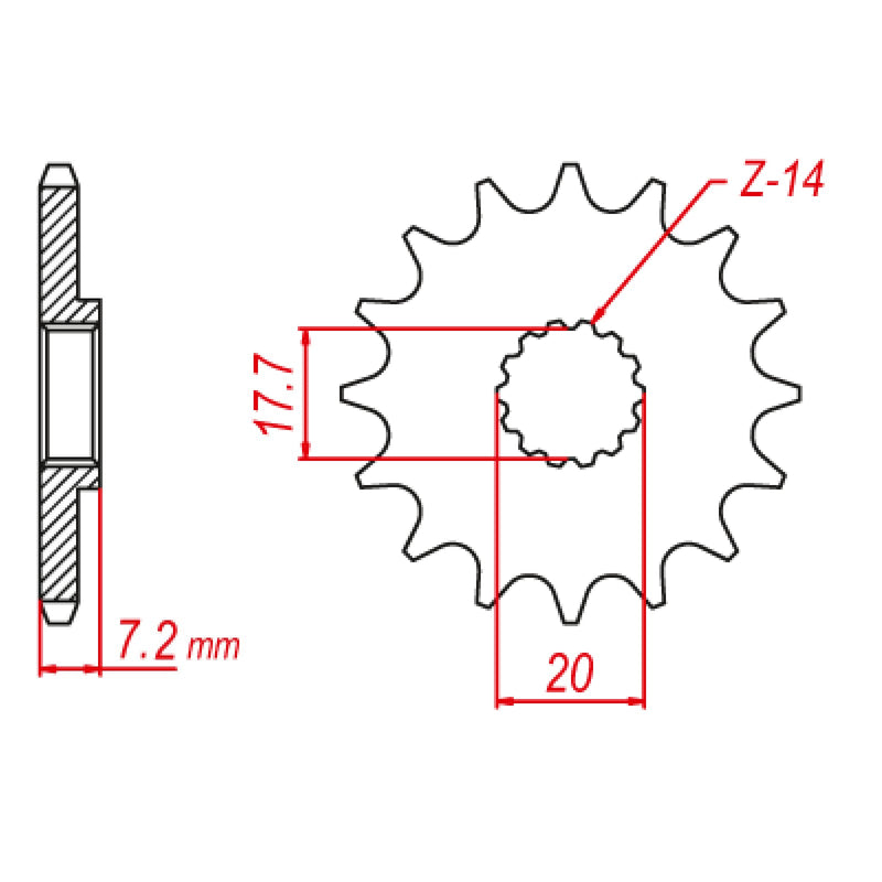 SPKT FRONT OE STEEL YZ65 14T
