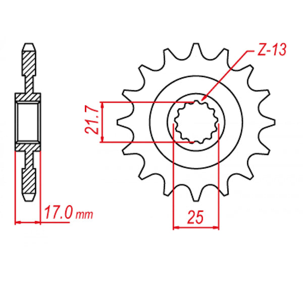 MTX Parts Spkt Front Oe Steel 1381 16T #520