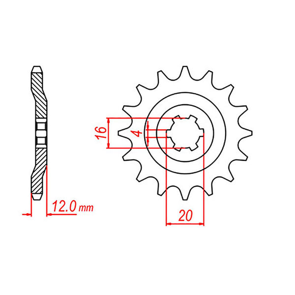 MTX Parts Spkt Front Oe Steel 1606 14T #428