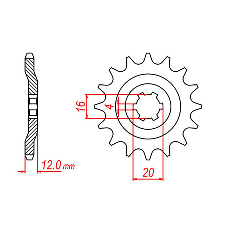 MTX Parts Spkt Front Oe Steel 1606 14T