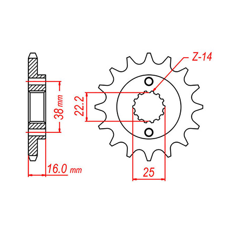 SPKT FRONT OE STEEL 736 14T
