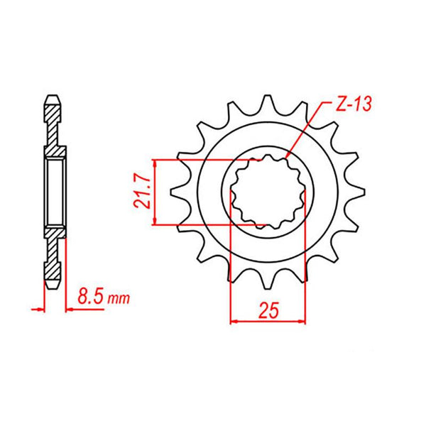 SPKT FRONT RK STEEL 1537 17T #525