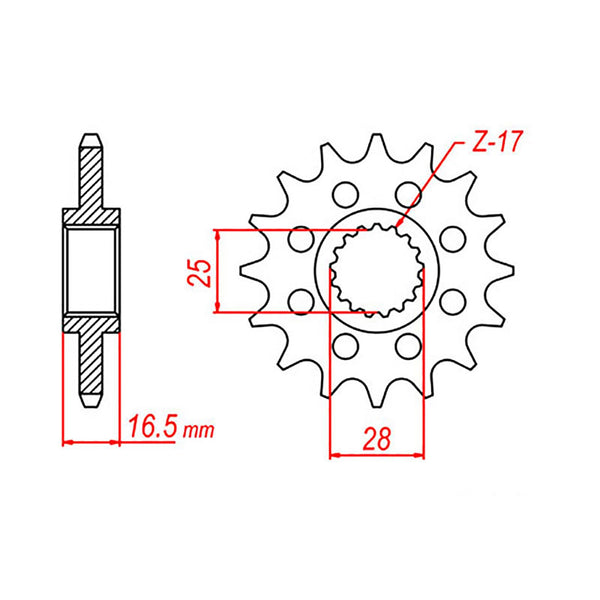 MTX Parts Spkt Front Oe Steel 1904 17T #525