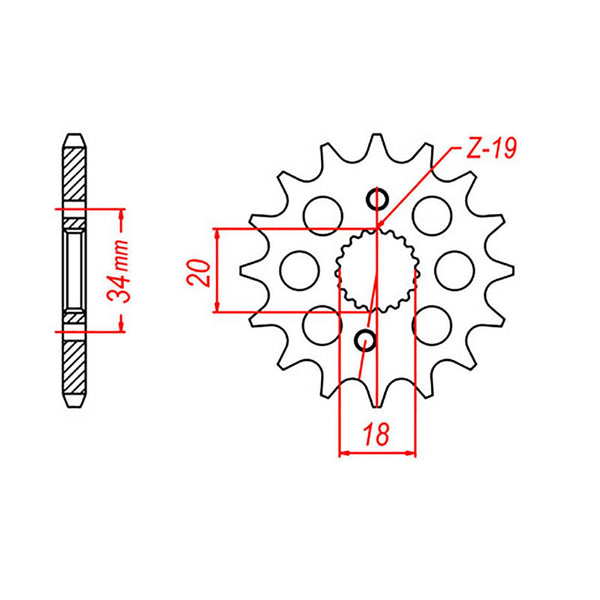 MTX Parts Spkt Front Oe Steel 1310 14T #420
